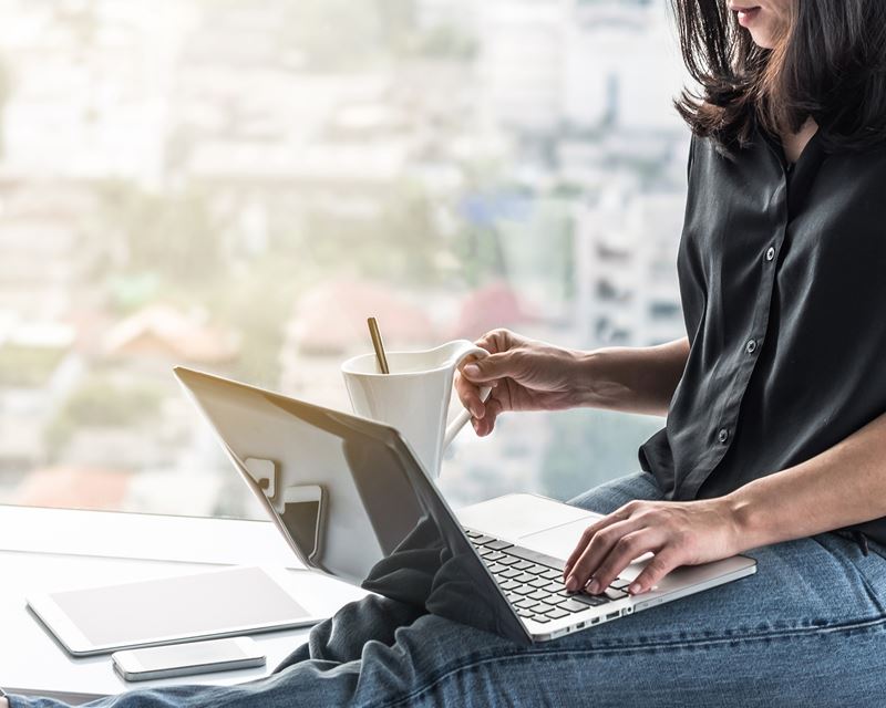 woman working on a computer